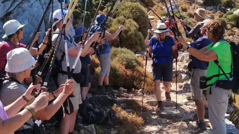Ascending the trail route