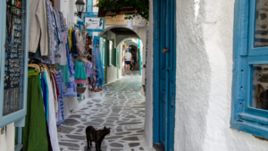 Colors, souvenirs charm in Naxos' historic streets