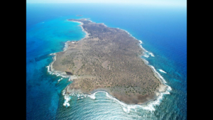 Bird's eye view of Chrissi island's stunning coastline