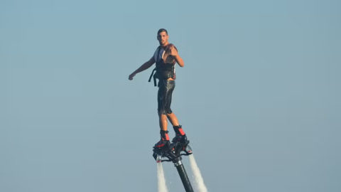 You can either hover above the water or even fly as high as 10 meters