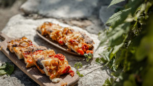 Homemade pizza from the wood oven