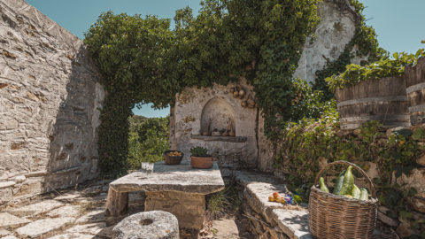 The old stone table and a millstone